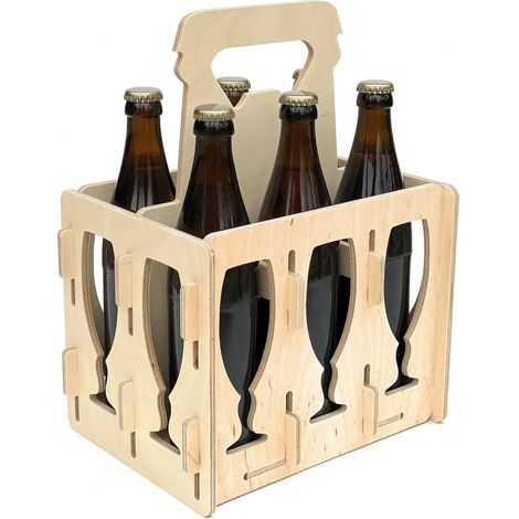 DanDiBo Bierträger aus Holz 6 Flaschen Flaschenträger 96141 Flaschenkorb Männerhandtasche Bier (1/5)