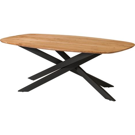 Tavolo da pranzo in legno di Acacia 240x100x76 Laccato naturale gambe mikado quadrate