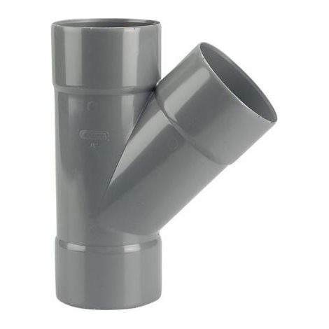 Culotte Femelle / Femelle simple PVC - 45° - Diamètre 32 mm - Hauteur : 98 mm - Largeur : 76 mm - PVC Gris