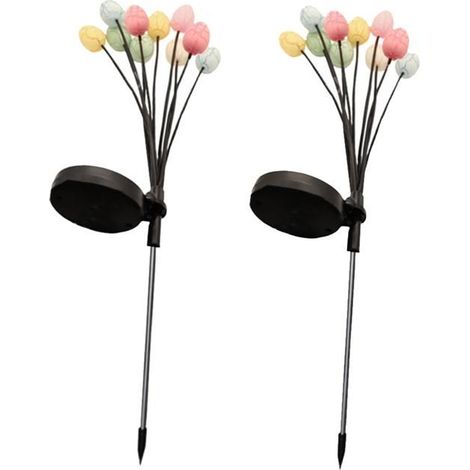 2 lumières solaires de jardin, œufs de Pâques oscillants, décoration extérieure écologique pour terrasse et pelouse (1/5)