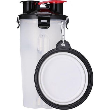 Bol pliable pour chien, bol pliable pour chien bol d'eau portable étanche pour animaux de compagnie 2 en 1(Blanc) (1/5)