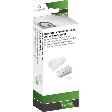 Quadrios Kit connettori RJ-45 CAT 6 1906C171 Spina dritta Numero di poli 8P8C Bianco 25 pz. (1/3)