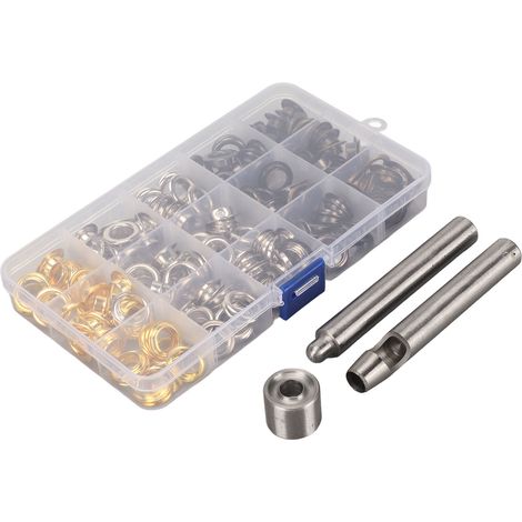 Kit œillets 3/8" avec 200 anneaux métalliques, 3 pinces à poser, 4 couleurs, anti-rouille, pour vêtements, couture et bricolage (1/5)