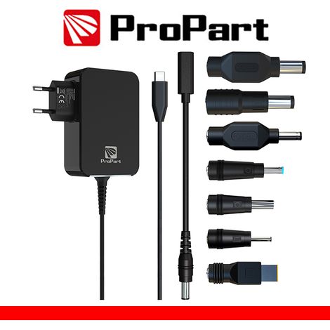 Alimentatore Propart GaN Type C 90W + 7 Connettori DC nero