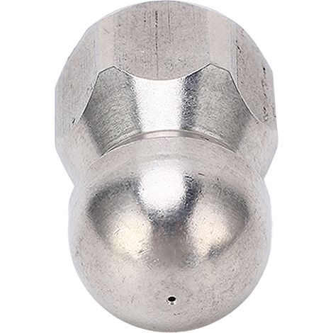Buse de nettoyage haute pression 5000 PSI pour le débouchage de canalisations, buse de nettoyage à jet d'eau en acier inoxydable, tête sphérique, 1 orifice avant, 3 orifices arrière, filetage G3/8 po