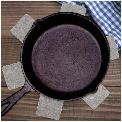 QORVA-Protecteur de casserole antidérapant, protecteur de dosseret de cuisine, protecteur d'ustensiles de cuisine empilables, séparateur d'ustensiles de cuisine, gris 8 pièces 38 cm x 38 cm