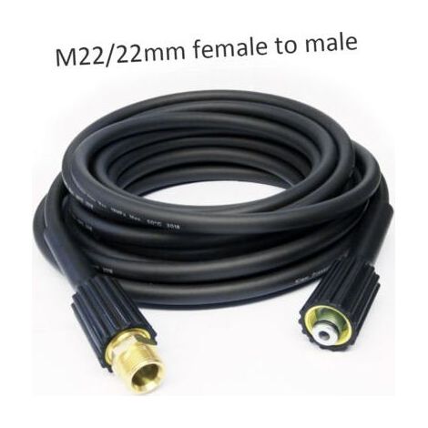 Tuyau d'extension de 10 m, nettoyeur haute pression série K, raccord fileté femelle M22 vers filetage mâle (1/4)