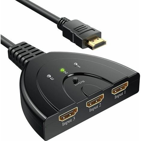 1080P Switch, 3-Port HDMI Switch, Manual HDMI Selector Splitter, 3 Inputs to 1 Output, Full HD 1080p/3D Supported, with High-Speed Cable (1/5)