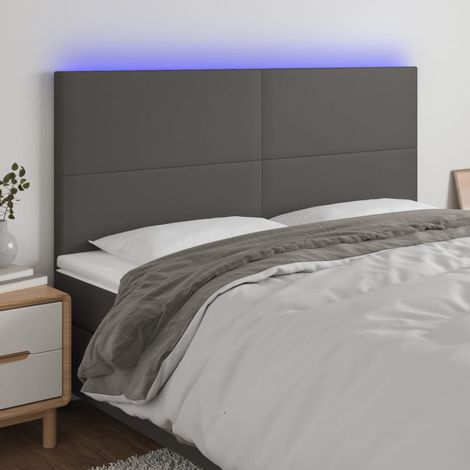 Cabecero con luces LED cuero sintético gris 180x5x118/128 cm vidaXL