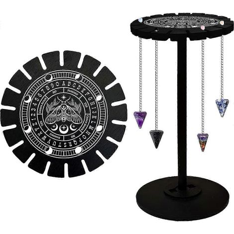 Support pour pendule, étagère d'exposition pour cristaux, support en bois pour pendule, support noir pour pendule, accessoires pour cristaux, pierres, colliers et autres objets ésotériques (1/5)