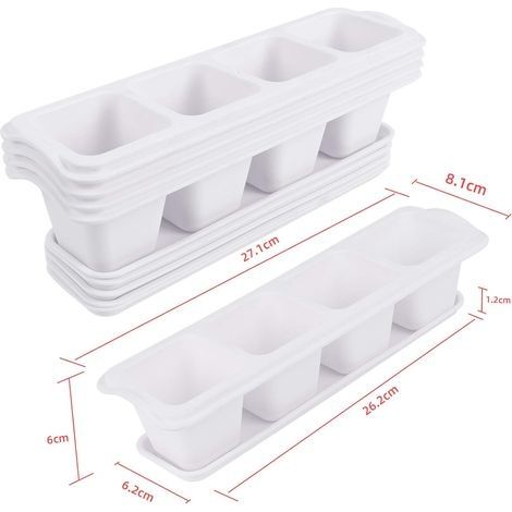 Plantes Succulentes Pots, 5 Pièces Carré de Succulent Pots Cactus Plant Pot De Fleurs Pot avec Plateau Petit Pot de Fleurs Blanc pour Planter Mini Succulents Blanc (1/5)