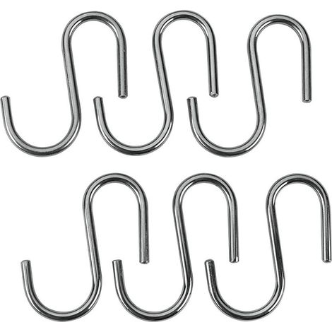 Ganchos "s" lonardo cromados 6,5 cm, 6 uds (1/3)