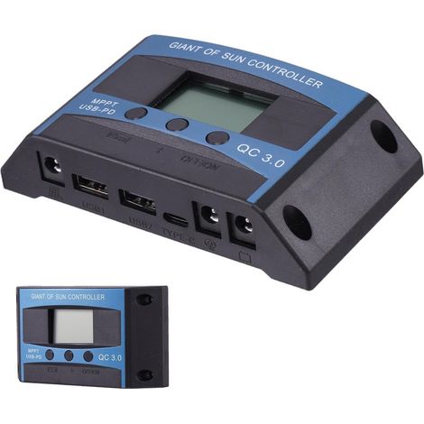 Contrôleur de charge solaire 2 Ports USB Contrôleur de charge Régulateur Batterie Intelligent Pour Camping-Car, Caravane, Bateau, Maison, Camping (1/5)