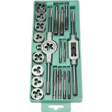 Jeu de 20 outils manuels pour le plaquage, filières, bouchons filetés, tarauds, vis - comme illustré - (1/5)