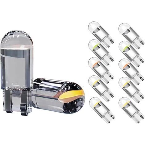 Ampoules LED T10 W5W 12V – 50LM – Étanchéité IP68 – Angle de faisceau 360° – Pack de 10 pour éclairage intérieur de voiture (1/5)
