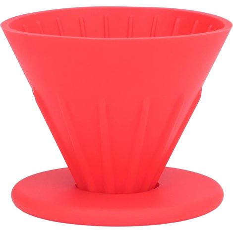 Goutteur de café en silicone, support de filtre à café conique réutilisable pour voyage, randonnée, camping, maison, bureau (Red) (1/5)