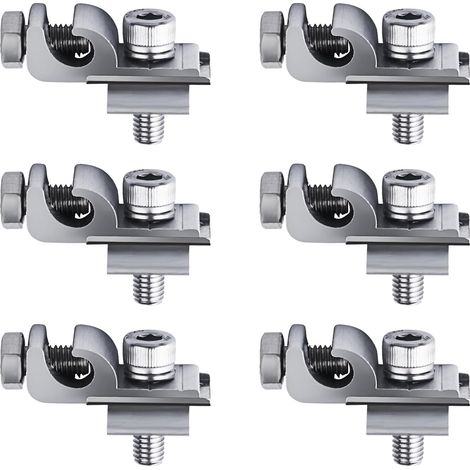 Pince de mise à la terre, 6 pièces, Clips de mise à terre pour panneau solaire, Aluminium lug standard, Support de montage pour panneau solaire, bornes à anneaux photovoltaïques
