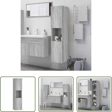 Rangement salle de bain -  Armoire de bain Sonoma gris 30x30x130 cm Bois d'ingénierie (1/5)