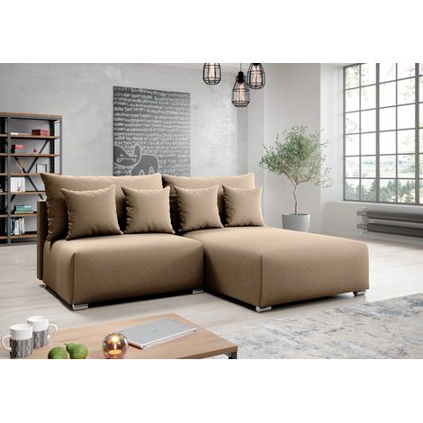 AX LIVING Ecksofa mit Schlaffunktion Ederra 208 cm breit – beige Stoff R