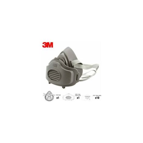 3M 3200 Schutzmaske (Halbmaske gegen Partikel/Staub) + 3701 Baumwollfilter + 3700 Baumwollfilterabdeckung