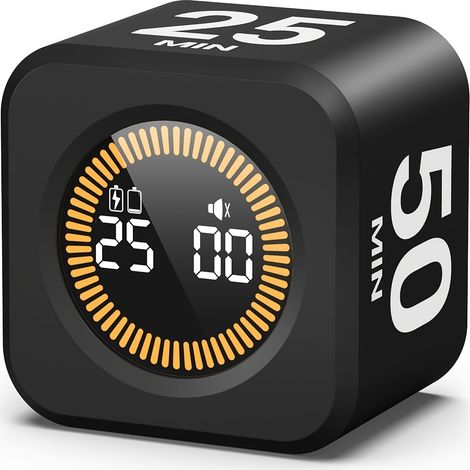 Rotating Productivity Cube Timer, Visual Flip Timer, Gravity Sensing Timer, Supports Countdown/Forward Timing, Countdown, USB Charging, Making It A Good Companion for Your Study, Work, Exercise, Fitne (1/5)