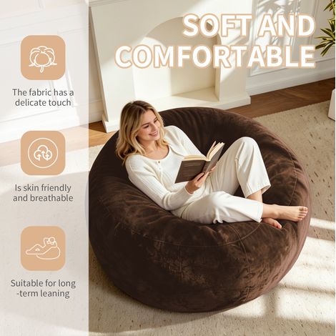Fauteuil poire 100x100x50 cm en mousse marron, pliable et gain de place pour salon adulte FloraGrace (1/5)