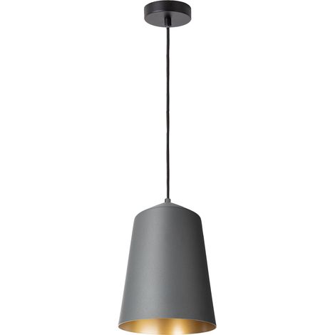 Paco Home Lámpara Colgante Salón Suspensión Mesa Comer Cocina Pantalla Industrial Oro (Ø19.5 cm), Lámpara de techo - antracita