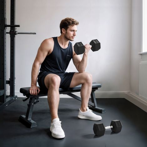 Hanteln mit gerändeltem Griff, Kurzhantel aus Gusseisen, 2 x 20kg für Zuhause, Fitnessstudio, Krafttraining