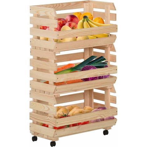 Maison Exclusive - Chariot à légumes 37x30x80 cm Bois de pin solide (1/5)