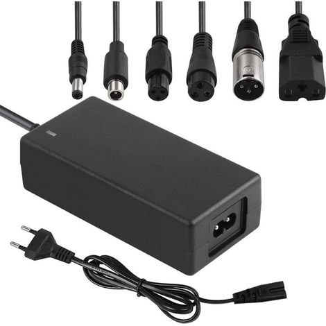Câble‑serrure enroulable, chargeur de trottinette 42V 2A 6‑en‑1 avec LED, compatible Ninebot, Xiaomi et hoverboard (1/3)