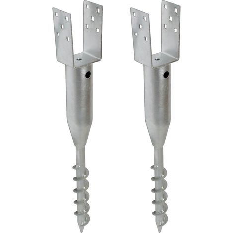 2x U-Profil Bodenhülse zum einschrauben 67,5 cm Länge feuerverzinkt für Vierkanthölzer 7x7 70mm (1/5)