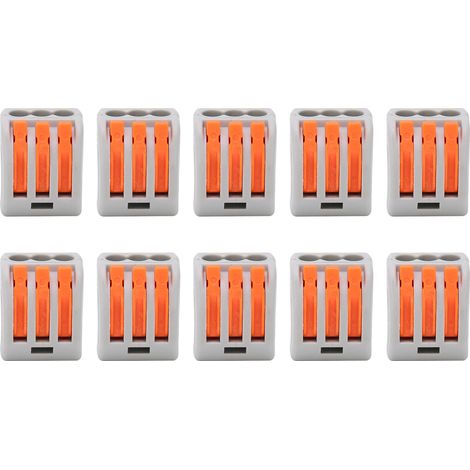 10Pcs Connecteur PCT213, bloc de serrage rapide pour câbles souples et rigides, conducteur flexible, borne de jonction filaire. (1/5)