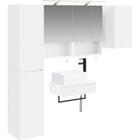 Bathroom Furniture Set 5 pcs White Engineered Wood and Glass vidaXL (1/5)