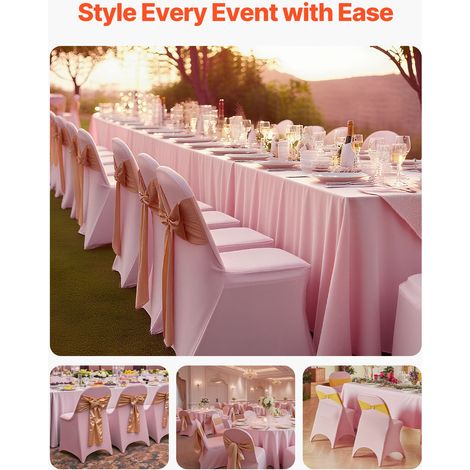 Housse de Chaise Extensible 50PCs Roses, Couverture Protecteur de Chaise en Polyester et Élasthanne, pour Mariage, Salle à Manger,… (1/5)