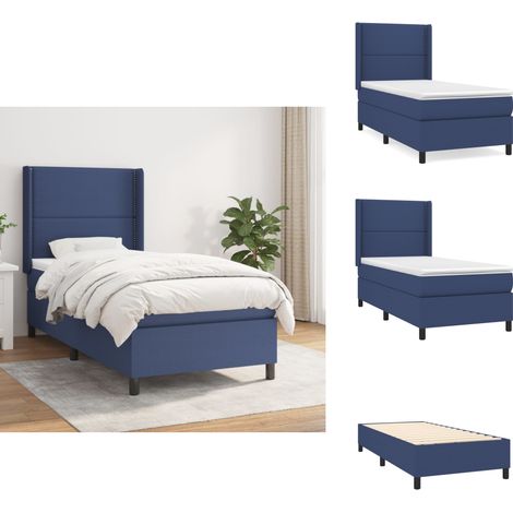 Boxspringbett mit Matratze Blau 100x200 cm Stoff - Boxspringbett - Doppelbett - Schlafsofa - Blau - Bettenrahmen (1/5)