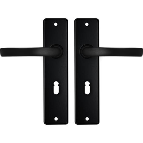 AXA Türbeschlagset für Innentüren - Edge Basic Block - Türgriff aus Aluminium - mit Zylinderbohrung - PC72 - Türgriff mit Schutzabdeckung (1/4)