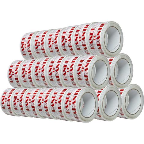 Verpackungsklebeband 28µ weiß mit rotem Aufdruck "BANDE DE GARANTIE" - Versandrolle 50 mm x 100 m - Karton mit 36 Stück