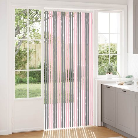 vidaXL Rideau anti-insectes en chenille Gris Argent et Rose (1/5)