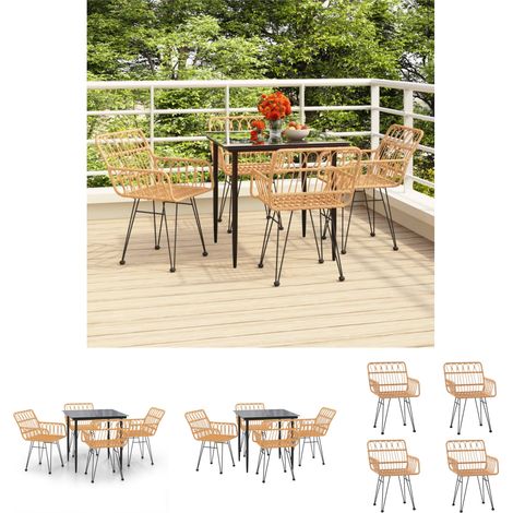 Gartenstuhl - vidaXL 5-tlg. Garten-Essgruppe Poly Rattan - Gartenesszimmer (1/5)