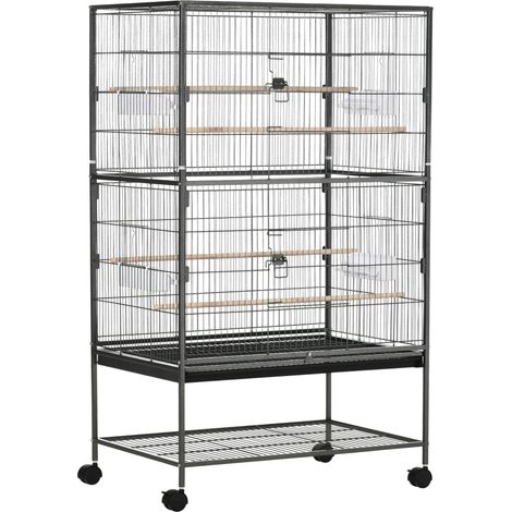 Voliera Gabbia per Uccelli 78x52x132 cm in Acciaio Grigio scuro (1/5)