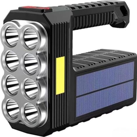 Torcia a energia solare super potente con 8 lampadine a LED, ultra luminosa e ricaricabile, adatta per il campeggio, l'uso domestico e il lavoro. (1/5)