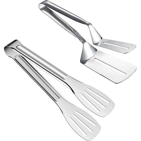 Pince Barbecue, 2Pièces Pinces à Steak, Pinces de Cuisson en Acier Inoxydabl, pince cuisine inox, Pinces à Salade, Pince à Saucisses, pour Barbecue Pain, Viandes, Pizza, Poisson, Steak (1/3)