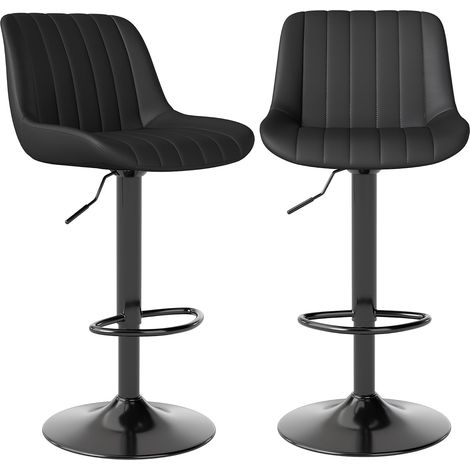 Tabouret de Bar Lot de 2, Tabouret Bar Réglable, Noir (1/5)