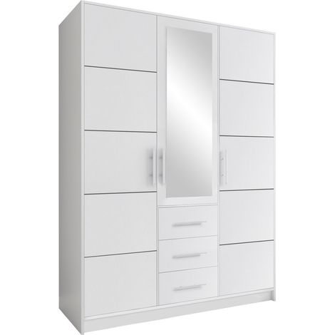 Armario Dortivu 148, Blanco, 200x147x58cm, Puertas de armario: Con bisagras, Número de estantes: 5 (1/5)