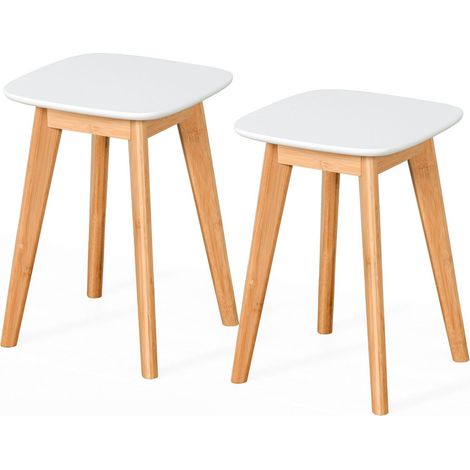 Juego de 2 taburetes de comedor con patas de bambu (1/5)
