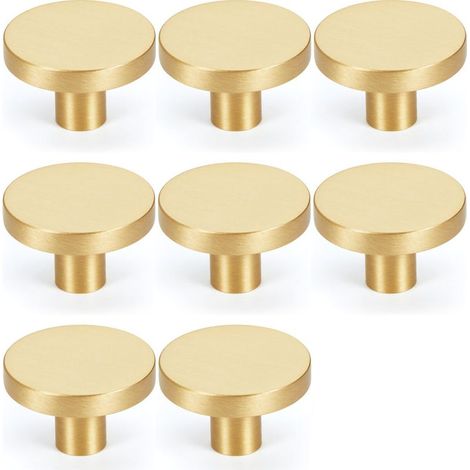 Lot de 8 poignées en laiton massif, boutons de meubles, poignées d'armoire, 30 x 20 mm, poignées de tiroir, poignées de porte rondes avec vis (1/5)
