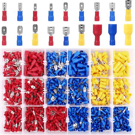 Cosses à sertir, 900 pièces, cosses électriques plates mâles et femelles