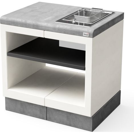 TUOZI - Module de support Plaques de cuisson KITAWAY ELECTRIC pour Barbecue en Béton Préfabriqué (Blanc, Gris - 84 x 63 x 63 cm) - Usage Extérieur