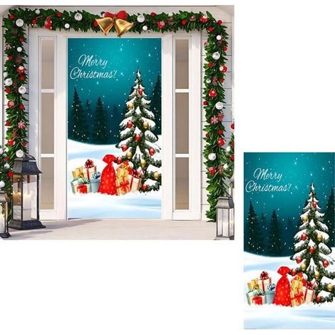 Christmas door cover, an outdoor fabric hanging decoration perfect as a festive holiday gift.