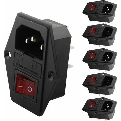Memkey – IEC 320 C14-Steckverbinderadapter mit Sicherungsschalter – 220–250 V / 10 A – Unterputzsteckdose für Laborgeräte (1/4)